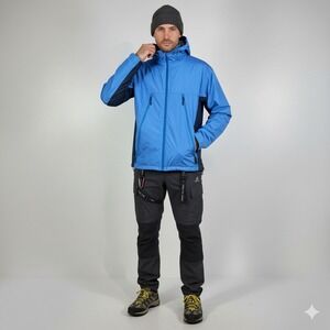 RailRiders Blue Hooded Waterproof Nylon Jacket Mens Large‎ Outdoor Hiking Shell